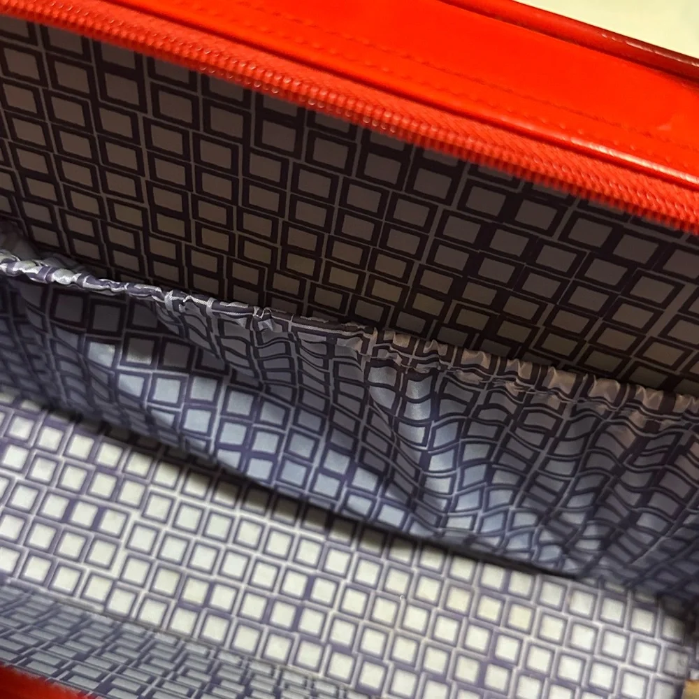 Head Games Retro Mod Polka Dot Red Patent Zipper Cosmetic Bag